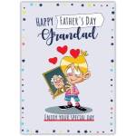 Happy Father's Day Grandad Card with Grandson Illustration and Photo Frame Design