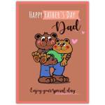 Happy Fathers Day Dad Bear Hug Father and Son Illustrated Card