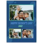 Personalised Happy Fathers Day Dad Photo Upload Blue Collage Card