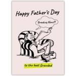 Happy Fathers Day Card for Grandad Man Reading Newspaper Funny Dad Greeting Card