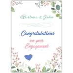Personalised Engagement Congratulations Card with Pretty Floral Design and Custom Names