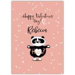 Personalised Cute Panda Hug Valentine’s Day Card for Her or Him