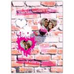 Personalised Happy Valentines Day Card Pink Brick Wall Hearts Photo Design