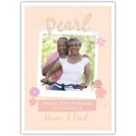Personalised Pearl Anniversary Card with Photo Upload Pastel Flowers for 30th Wedding