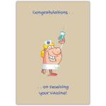 Funny Congratulations Card on Receiving Your Vaccine Featuring Cartoon Nurse with Injection