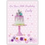 Personalised Pink Unicorn Birthday Cake Card for Her with Flowers and Age Option