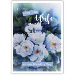 Wedding Day Card for Soon to Be Wife with Blue and White Floral Watercolour Design