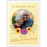 Personalised Golden Anniversary Photo Upload Flowers Greeting Card