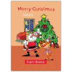 Personalised Christmas Card Santa with Ham and Reindeer by Tree