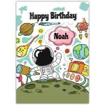Personalised Boys Happy Birthday Spaceman Astronaut Space Theme Greeting Card