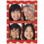 Personalised Chinese New Year Photo Collage Greeting Card with Traditional Oriental Clouds Design
