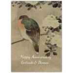 Personalised Anniversary Card with Bird and Blossom Branch Design