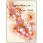 Personalised Anniversary Greeting Card with Brown Watercolour Butterflies Design