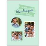 Personalised Bar Mitzvah Greeting Card Photo Upload Blue Green Design