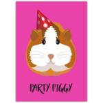 Happy Birthday Party Guinea Pig Card with Cute Party Hat Design
