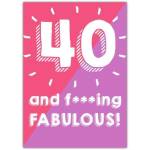 40th Birthday Card Pink and Purple Bold and Fabulous Milestone Greeting Card