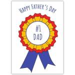 Happy Fathers Day No1 Dad Rosette Ribbon Greeting Card