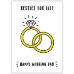 Besties for Life Wedding Day Card with Diamond Rings Design