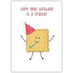 Hope Your Birthday Is a Cracker Cute Biscuit Birthday Card in Pink Hat