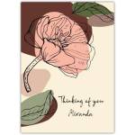 Abstract Floral Thinking of You Greeting Card with Personalised Text Option