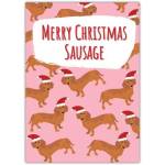 Merry Christmas Sausage Dog Cute Dachshund Festive Greeting Card