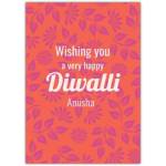Happy Diwali Orange Pink Flowers Greeting Card