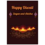 Personalised Happy Diwali Greeting Card with Traditional Oil Lamps and Festive Ornaments