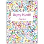 Personalised Happy Diwali Card with Colourful Ferns Floral Design