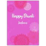 Pink Mandala Happy Diwali Greeting Card with Personalised Text Option