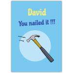 Personalised You Nailed It Hammer New Job Congratulations Card Blue