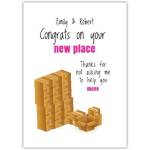 Personalised Funny New Home Card with Moving Boxes and Humorous Message