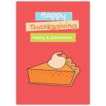Personalised Happy Thanksgiving Card with Pumpkin Pie Illustration on Red Background