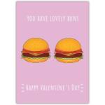 Valentines Day Humorous Lovely Buns Burger Greeting Card