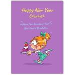 Personalised Happy New Year Card with Funny New Year's Resolution Jelly Design for Her