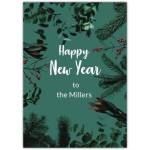 Personalised Happy New Year Card with Greenery and Festive Foliage Design