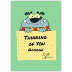 Thinking of You Cute Dog with Personalised Note Greeting Card