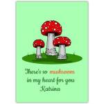 Personalised Mushroom Pun Love Friend Greeting Card with Red Toadstools Design