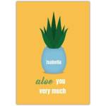 Personalised Aloe You Very Much Pun Greeting Card for Birthday or Valentine’s Day