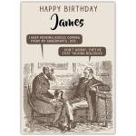 Funny Rude Vintage Style Personalised Happy Birthday Card for Him