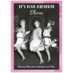Personalised Vintage Flapper Birthday Card Funny Adult Female Dance Theme