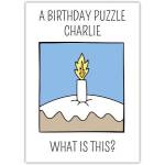 Personalised Birthday Puzzle Cake Candle Humour Card for Kids and Adults