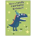 Have a Totally Roarsome Dinosaur Kids Birthday Card with Party Hat Design