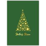 Happy Christmas Card with Gold Star Tree Design and Nollaig Shona Greeting in Irish
