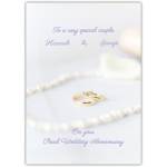 Pearl Wedding Anniversary Card Featuring Wedding Rings and Pearls for 30th Celebration