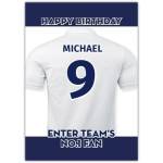 Personalised Football Birthday Card with Custom Name and Number No 1 Fan Design