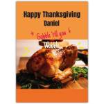 Personalised Happy Thanksgiving Card with Roasted Turkey and Fun Gobble Till You Wobble Message