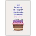 Personalised Funny Birthday Card with Cake and Candles Custom Name Option