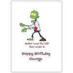 Personalised Humorous Over the Hill Zombie Birthday Card