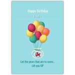 Personalised Happy Birthday Card with Colourful Balloons and Goldfish in Bowl Design