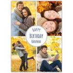 Personalised Four Photo Autumn Collage Happy Birthday Card for Her
